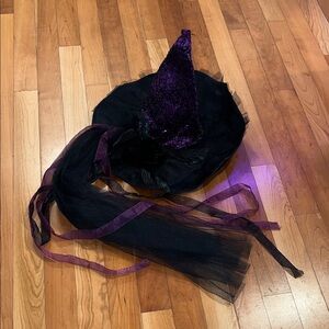 Black and Purple Witch Hat with Veil